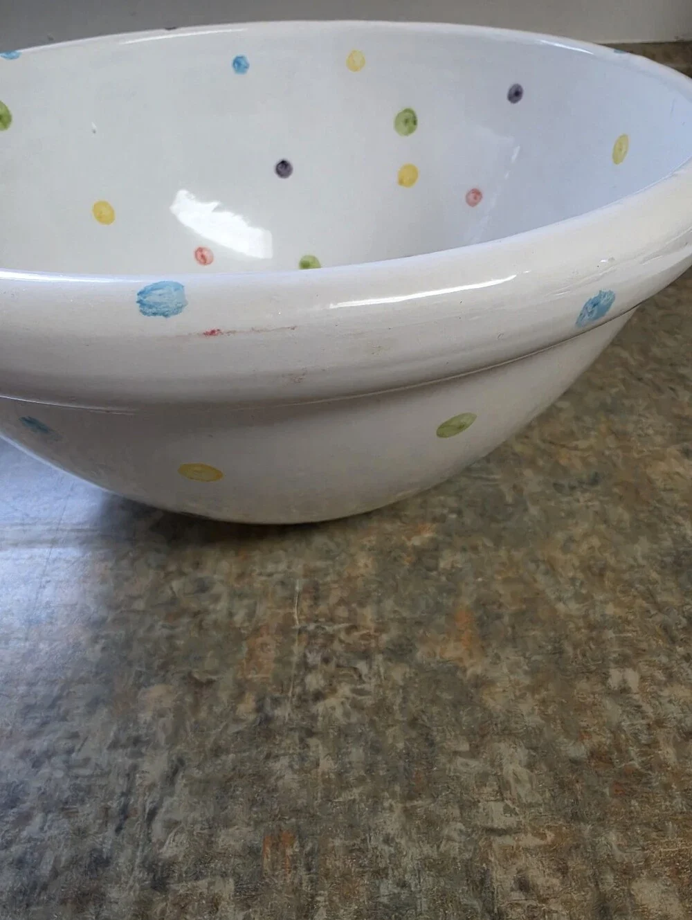 Faiancas Neto & Gomes Large Round Bowl Multicolour Spotty Polksdots